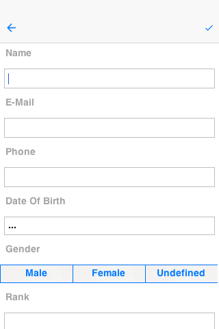 Properties form for the contact